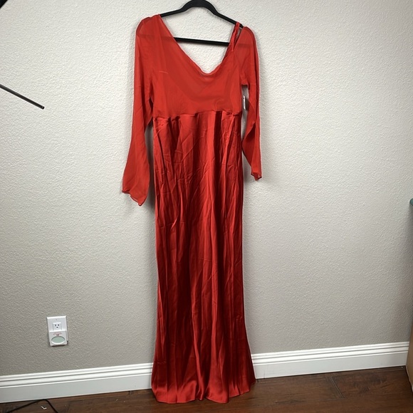 NWT Beare Park Layered Silk Satin And Georgette Maxi Dress Orange Sz AU 14 US 10 - Picture 6 of 13
